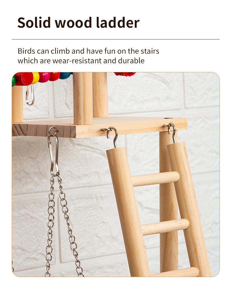 Solid Wood Parrot Play Stand: Handcrafted Bird Playground and Training Platform for Floor Use