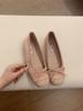 Korean version of Xiaoxiangfeng single shoes women's shoes 2025 spring and summer new fairy pink retro bow ballet shoes
