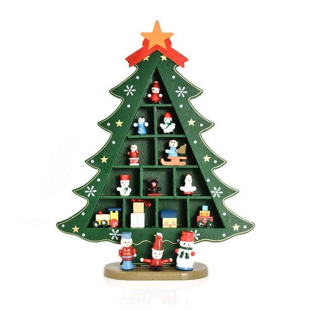 

Рождественские украшения Деревянная рождественская елка Креативный макет сцены Украшения Стол Украшение рабочего стола L зелёный