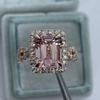Women's Ring, 2 Carats Sugar Cube & Square Bezel Setting, High-End Colored Gemstone, High Carbon Diamond & Zircon Ring