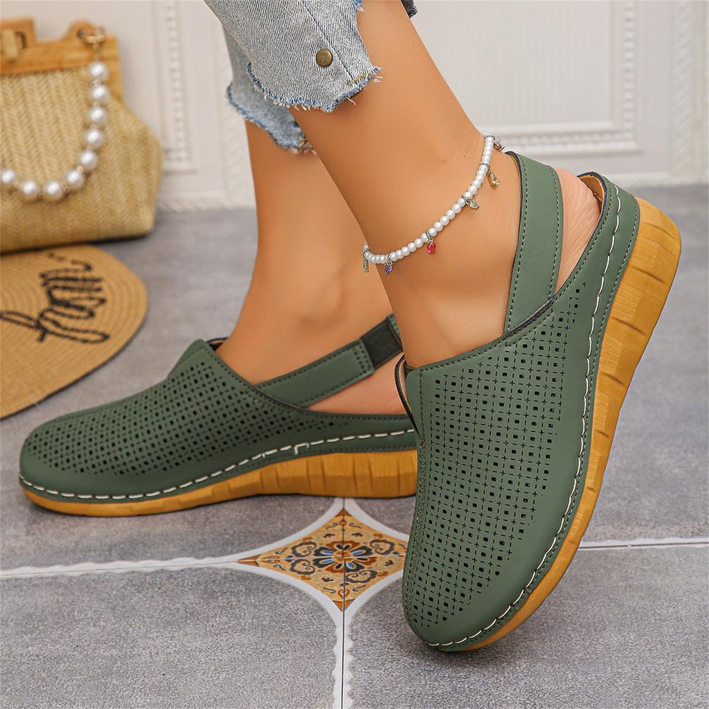 Women Casual Open Back Slingback Sandals Lightweight Breathable Hollow Out Design Slip On Summer Shoes Comfortable Walking Footwear