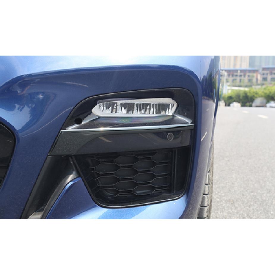 Fit For BMW X3 G01 X4 2018-  Black Steel Front Fog Lamp Light Strip Trim