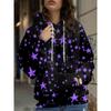 Womens Relaxed Fit Hooded Long Sleeve Sweatshirt With 3D Floral Plaid Print Breathable Comfort Casual Top