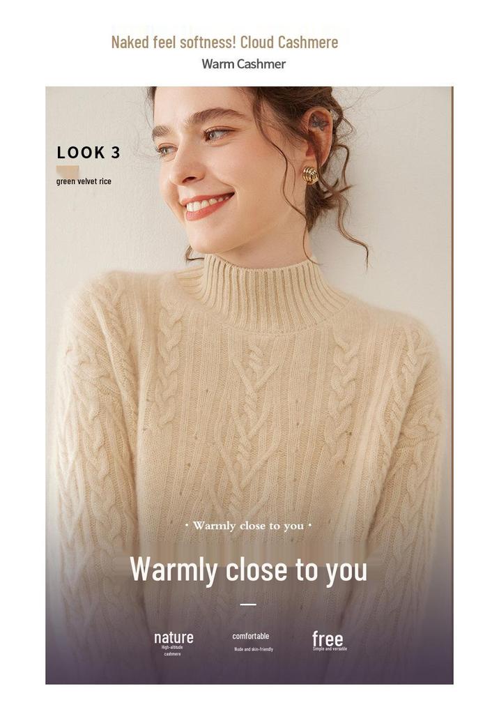 Retro Cable Knit Three-Ply Thickened Loose Pullover Sweater for Autumn and Winter