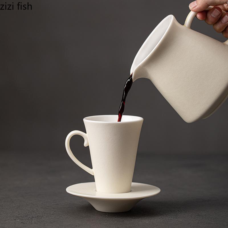 Ceramic Mug White Porcelain Coffee Cup Afternoon Tea Cup Filter Funnel Milk Pot Water Cups Coffee Leakage Breakfast Cups Tea Mug