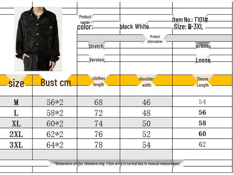 Herrskjorta med jacquardmönster av drakar: Strykfri, Metallspänne, Lös passform