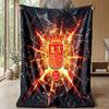 Spain Football Printed Flannel Blanket Skin Friendly Warm Decorative Throw for Indoor Couch Bed Daily Use
