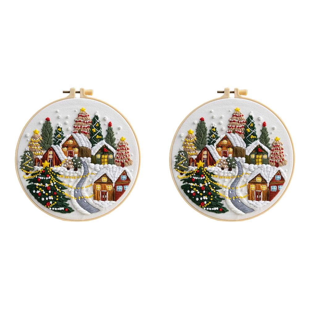 1/2Pcs Christmas Embroidery Kit DIY Cross Stitch with Needle Merry Christmas Ornaments Needlework Handmade for Home Decor Gifts