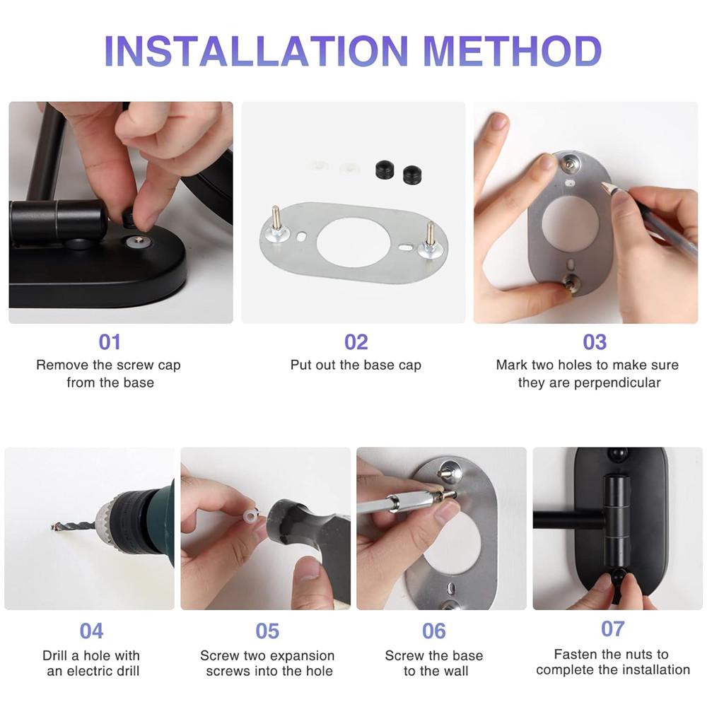 Wall-Mounted LED Makeup Mirror with Magnifying Glass, No-Drill, Retractable - Ideal for Bathroom & Dressing Table