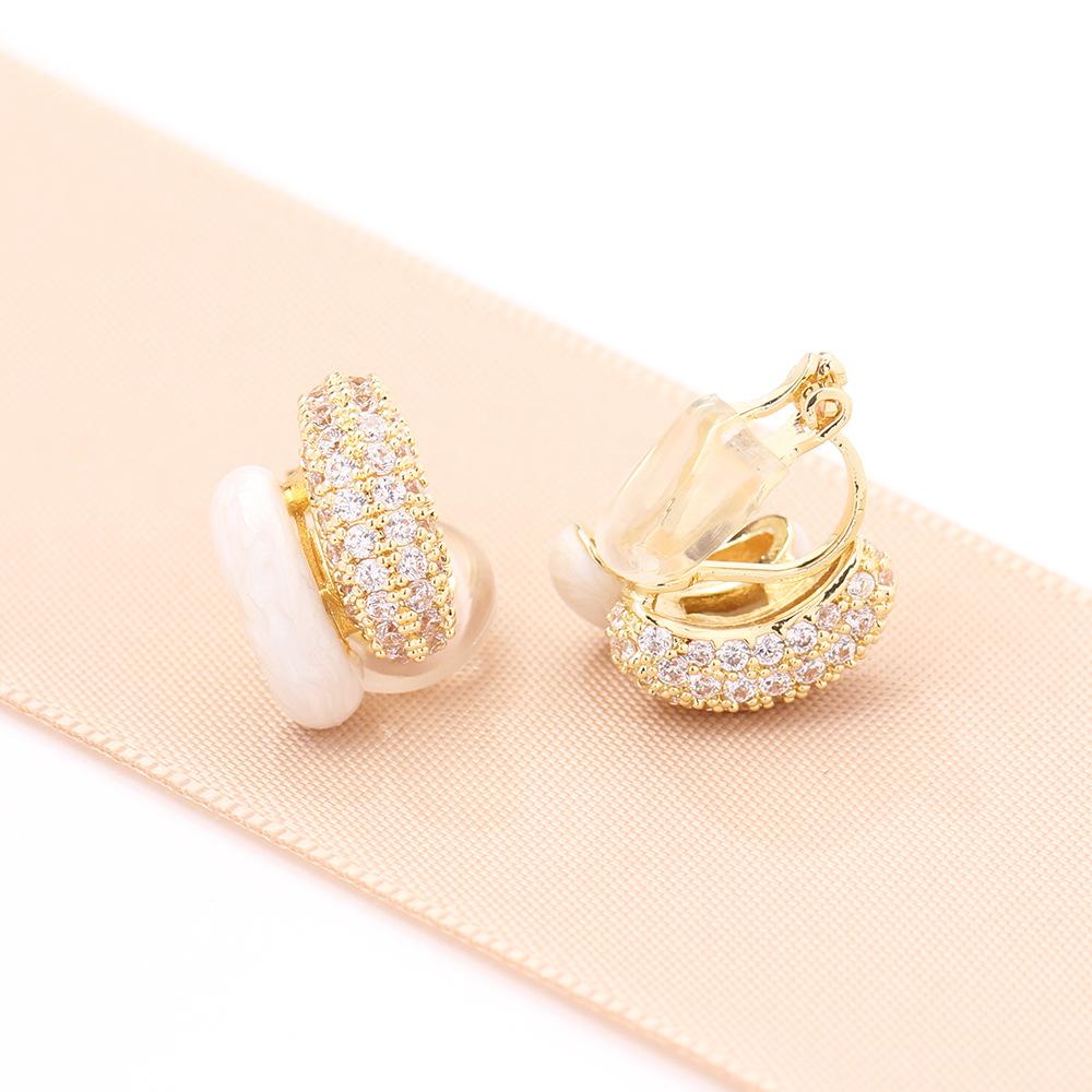 Korean sweet niche macaron color dripping oil inlaid stone earrings gold-plated simple and versatile ear piercing ear clip women's earrings