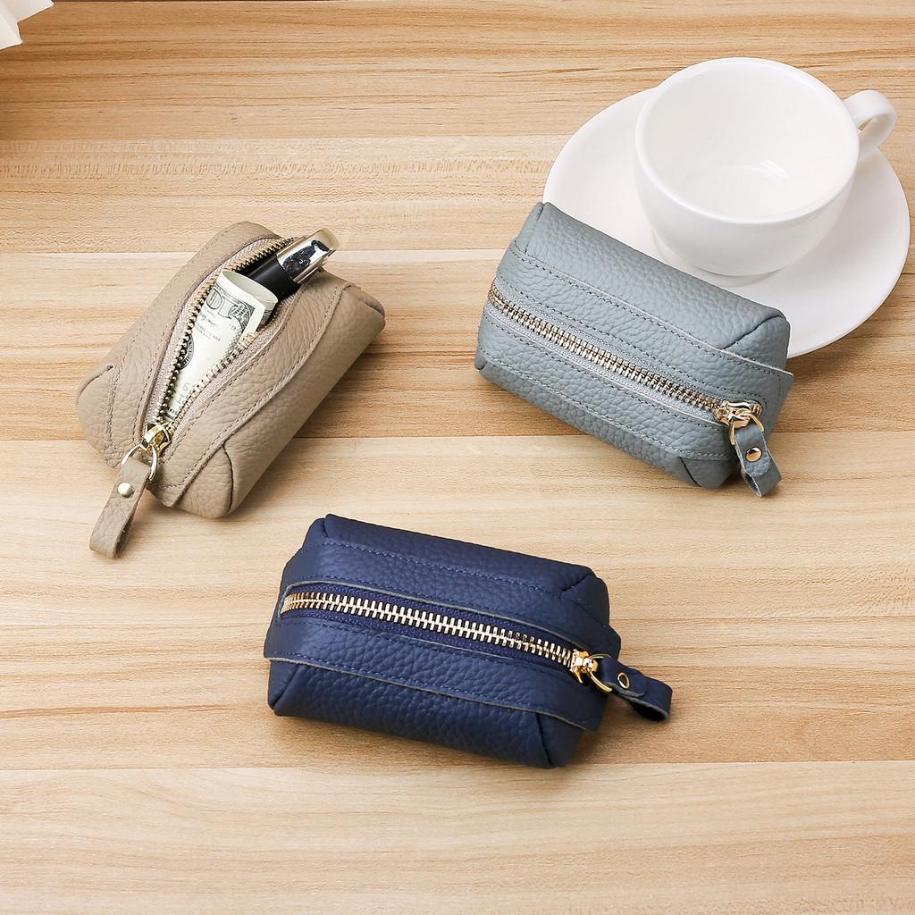 Leather Girls Mini Key Wallet With Zipper Coin Pocket For Daily Use