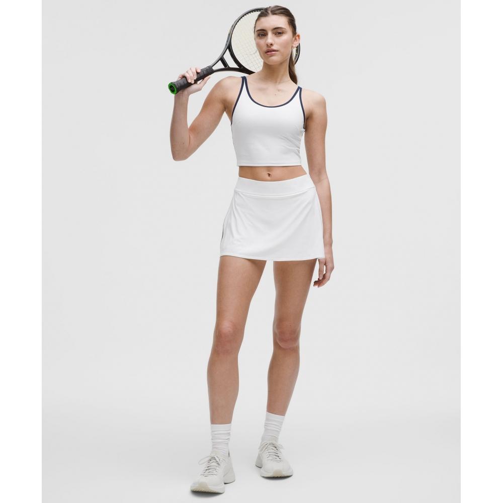 Lululemon High Rise Lined Mini Skirt White Club Blue