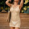 Vestido Corto Calado para Vacaciones en la Playa 2026 Moda Verano Transparente Sin Mangas de Tirantes Nuevo Sexy Ajustado al Cuerpo Vestido Casual para Mujer