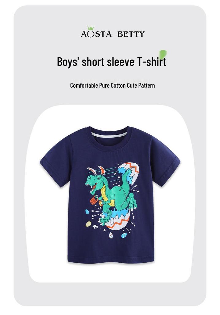 European & American Style Boys' Dinosaur Print Short-Sleeve T-Shirt