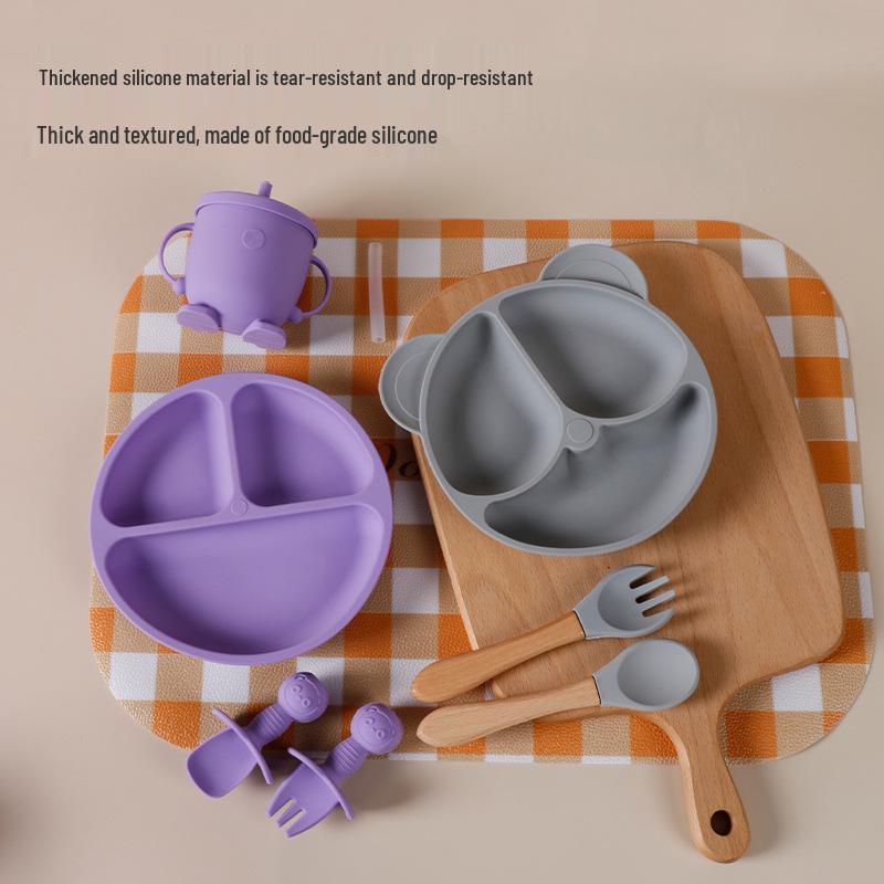 Silicone Suction Cup Bowl & Spoon Set for Babies - Children's Tableware