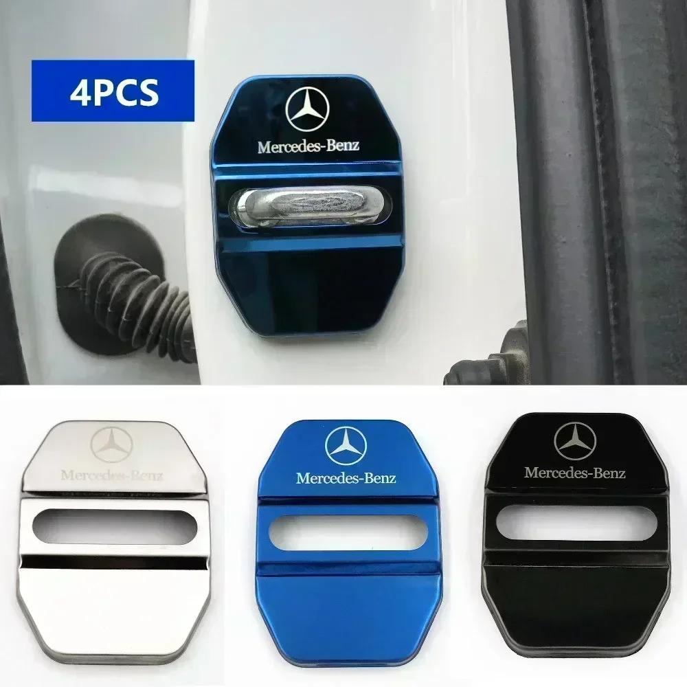 4Pcs Car Styling Car Door Lock Covers stikcer Case for Mercedes Benz New B/C/E Class A Class C200L GLC GLK CLA GLA Accessories