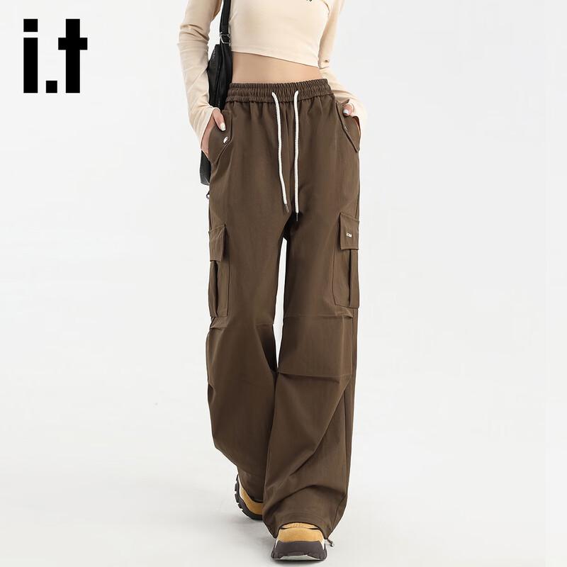 Izzue IT Women's High-Waist Wide-Leg Cargo Pants
