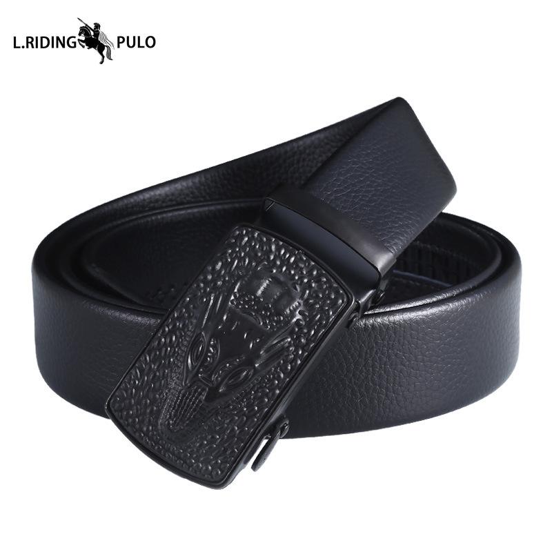 Pánský kožený opasek s automatickou sponou, business, korejský styl, kreativní, ležérní, všestranný, odolný proti opotřebení, dárkový opasek