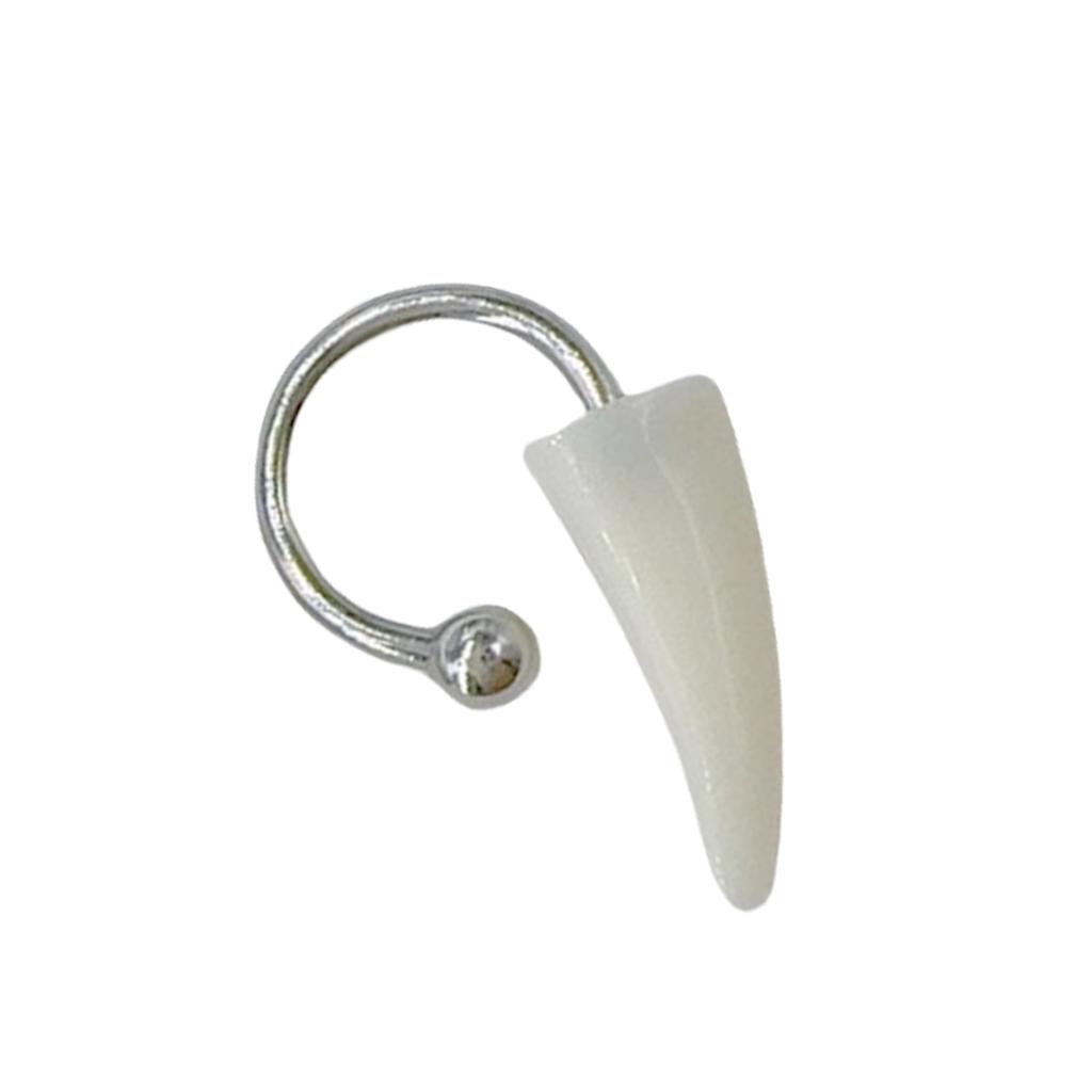 Resin Punk Fangs Lip Rings C Shaped Horseshoe Barbell for Halloween Exaggerated Body Piercing Jewelry Lip Ornament