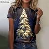 Vzor vánočního stromečku Ženy Módní Trička s krátkým rukávem Vánoční dny Street Trend Dámská trička Trička s 3D potiskem s výstřihem