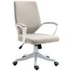 Office Chair Ergonomic Desk Chair with Armrest, Height-Adjustable Swivel Chair with Tilt Function, Linen Look, Padded Computer Chair, Beige+White