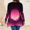 Women Plus Size V Neck Long Sleeve Colorful Printed Asymmetric Hem Flared Tunic Top