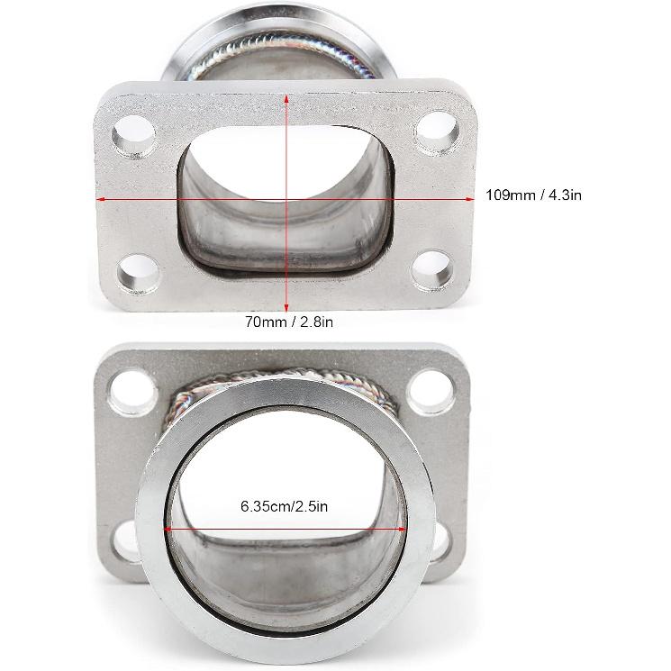 Stainless Steel T3 to 2.5in V Band Turbo Flange Adapter, 4 Bolt Conversion for Car Applications