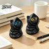 Gothic Black Cat Statue Mysterious Hooded Resin Figurine Wizard with Big Eyes Decorative Animal Mini Desktop Shelf Ornament Home Office Decor Gift