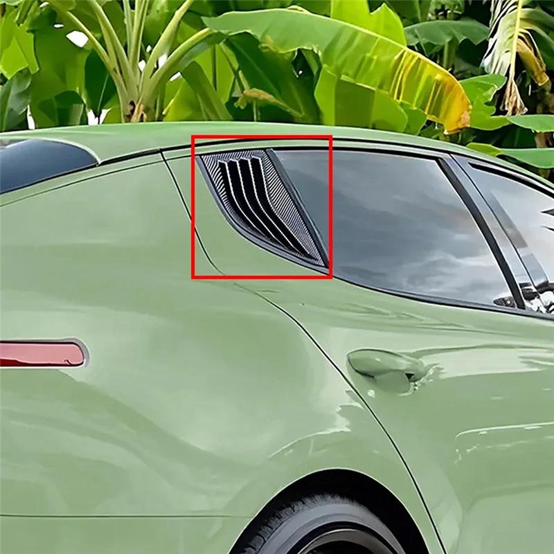 Carbon Fiber Trim Cover Car Rear Quarter Window Louvers Fit For KIA Stinger 2018-2024 Side Air Vent Window Accessories
