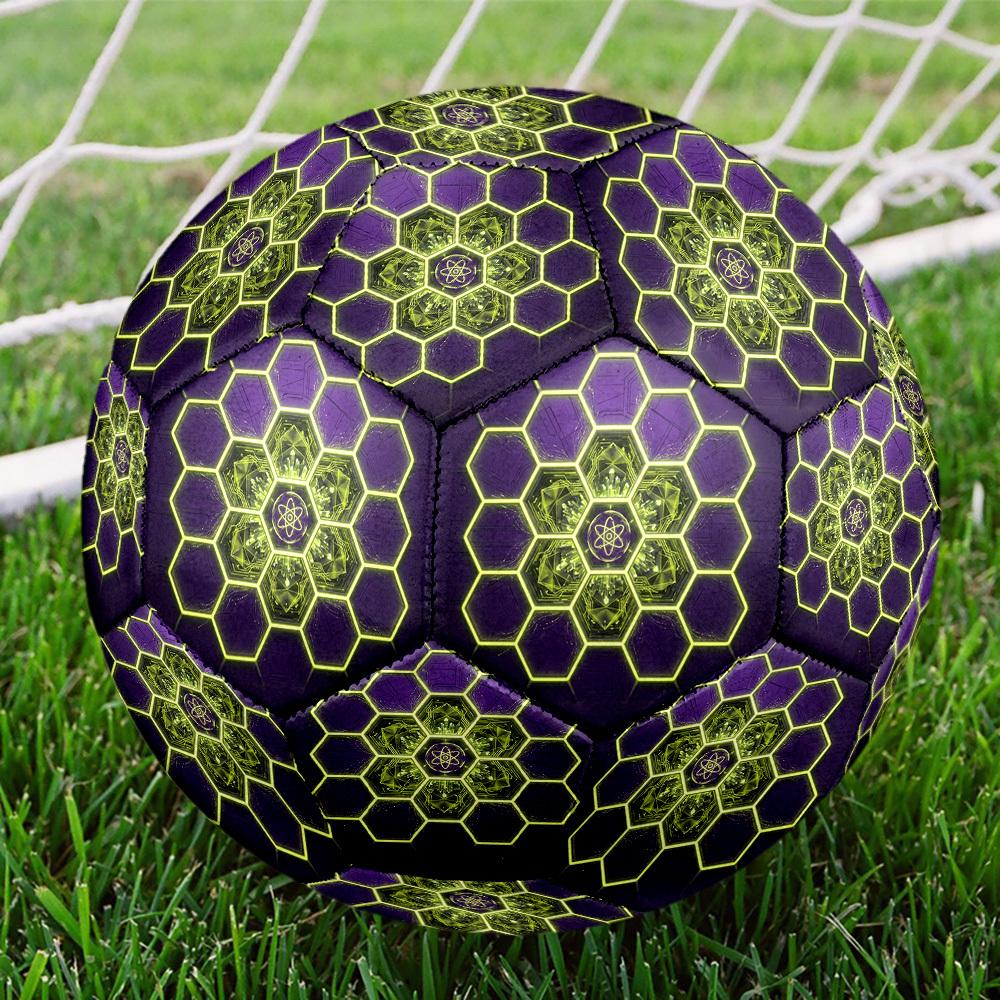 1pc Hexagonal Neon Grid Themed Soccer Ball, Size 5, Lightweight PVC Material, Outdoor Training Soccer Ball Gift. q62256