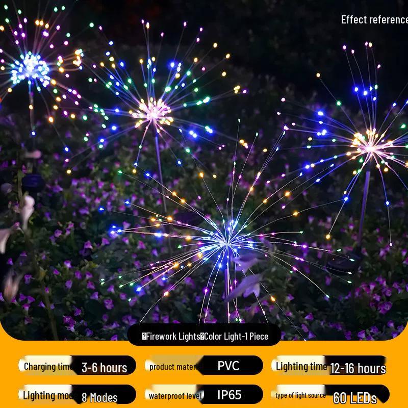 Waterproof LED Solar Firework Lights - Colorful Copper Wire for Outdoor Camping & Festival Decoration