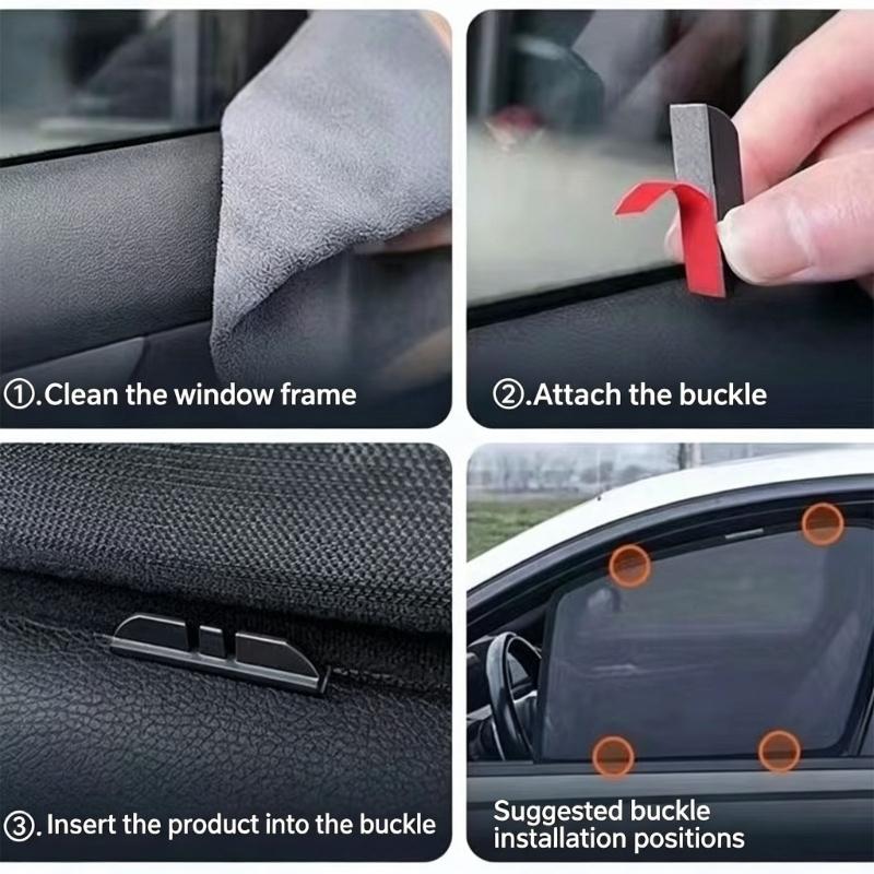 Adhesive Car Side Shade Mount Set 12 Piece Black Plastic 3.5 x 0.9 cm for Interior Side Window Replacement and Installation Use Tasks