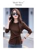 Chic Women's Long Sleeve Slimming Pure Cotton T-Shirt for Spring/Autumn