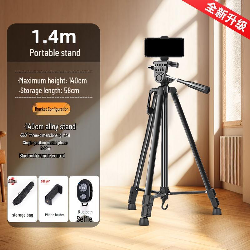 Camera Tripod: Mirrorless & Phone Stand with Fill Light and Stabilizer for Live Streaming, Selfies, and Outdoor Videos