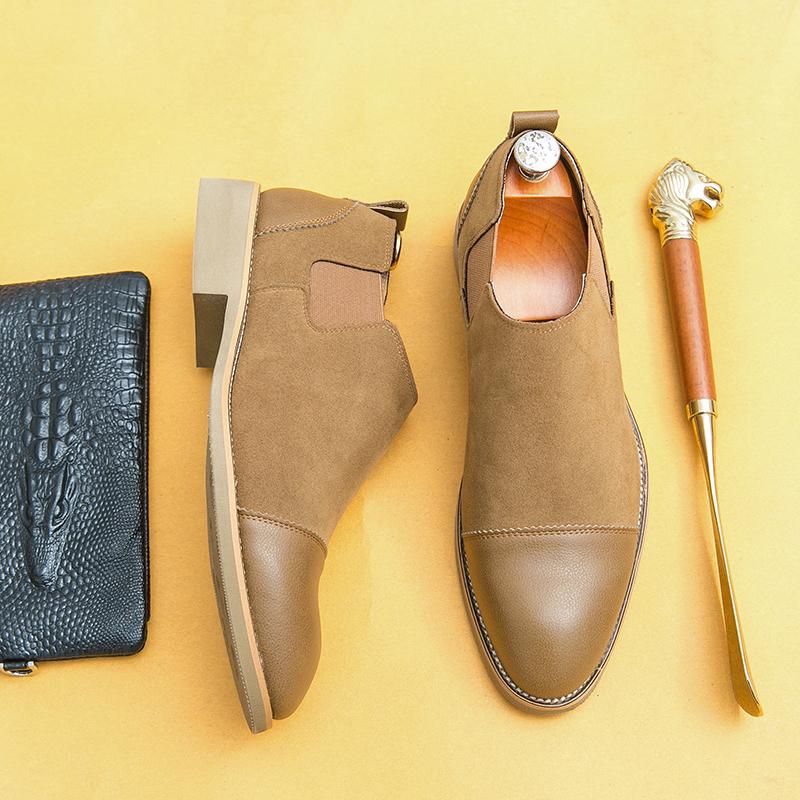 Fashion Spring Luxury Brand Pointed Suede Loafers Classic Business Casual Leather Shoes High-quality Party Wedding Chelsea Men's Shoes