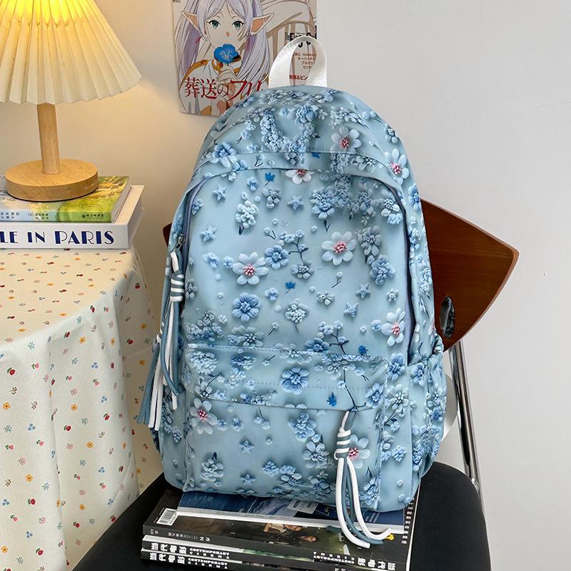 New versatile floral burden reduction junior high school students backpack college students large capacity fresh print cute backpack
