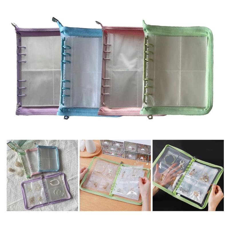 Transparent Travel Jewelry Storage Book Earring Holder Case Zippered Pouch Prevent Lost Earrings and Messy Necklaces