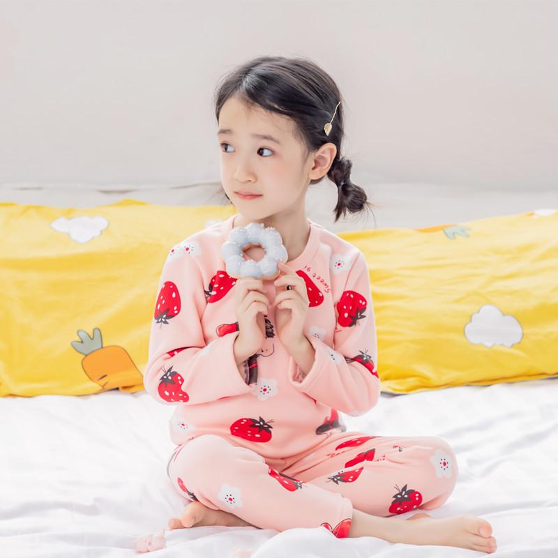 Sada dětského plyšového termoprádla - Chlapecký a dívčí teplý podzimní/zimní dvoudílný oblek