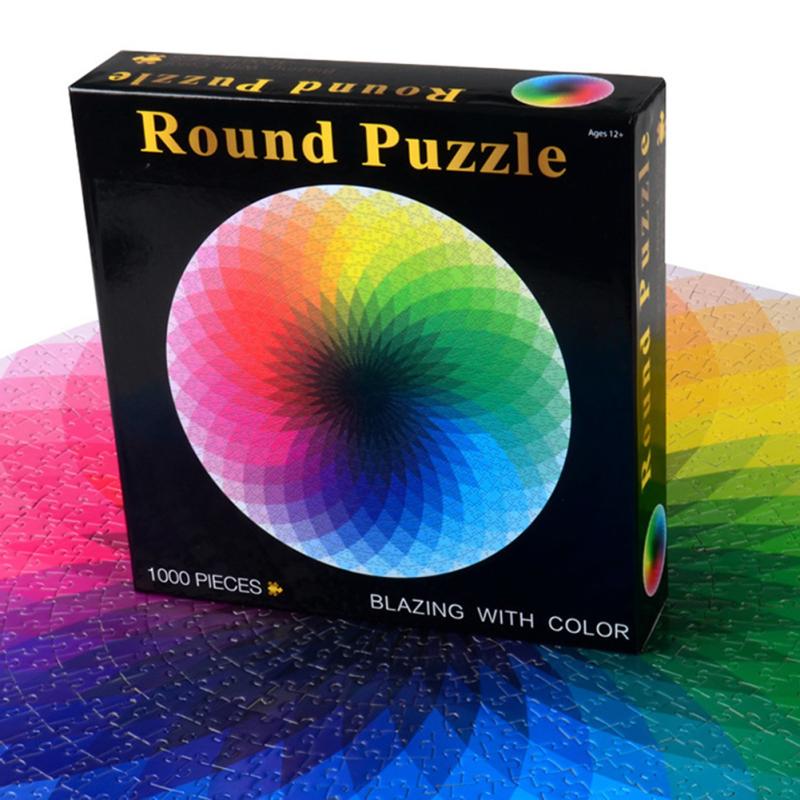 1000 pcs/set Colorful Rainbow Round Geometrical Photo Puzzle Adult Kids DIY Educational Reduce