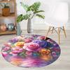 Luxurious Floral Pattern Round Shape Floor Mats Kitchen Hallway Runner Rug Bedroom Living Room Soft Carpet Non-slip Area Rug