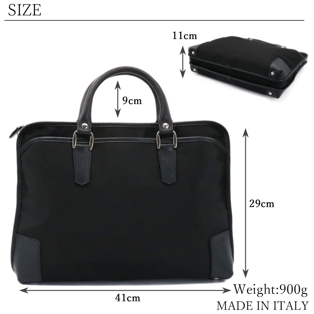 STEFANOMANO Time Briefcase in Limonta Nylon and Genuine Luxury Large Made in Italian Leather Business Perfect for Commuting and Office [Limited Offer]
