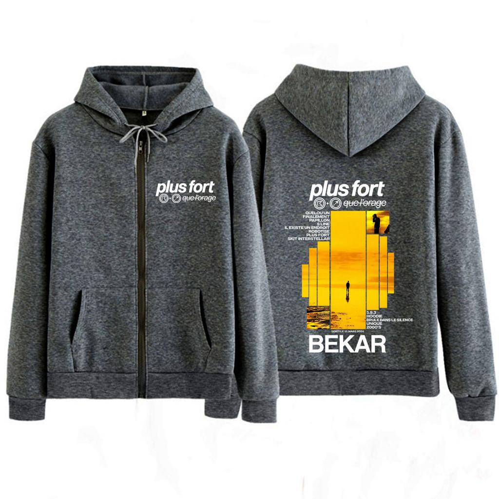 Rapper Bekar Plus Fort Album Grafik Reißverschluss Herren Damen Sweatshirts Langarm Lässig Übergroß Reißverschluss Jacke