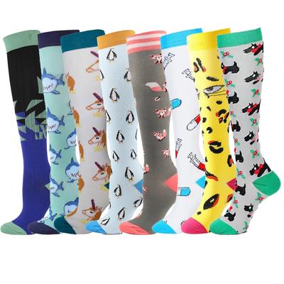 Compression Stockings Men Women Running Fox Shark Unicorn Eyes Pill Sport Nurse Nylon Varicose Veins Pressure Socks