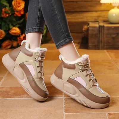 Pantofi Damă High Top Pantofi Vulcanizați pentru Femei Călduroși Adidași Femei Culori Mixte Vârf Rotund cu Șireturi Platformă Pantofi Casual pentru Dame