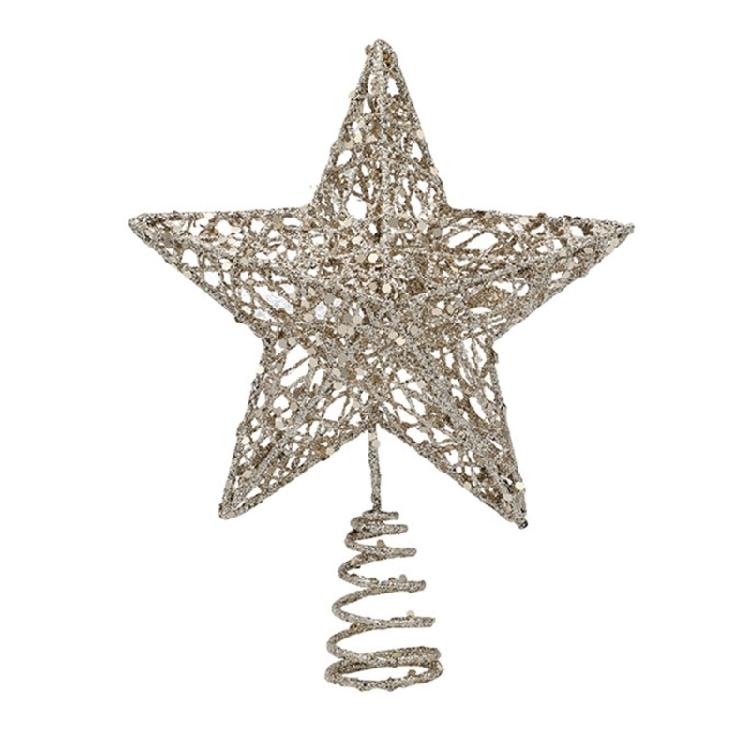 

Glimmering Star Christmas Top Decoration 27cm Sparkling Hollowed Metal Star Tree Top For Christmas Tree Ornament шампанського/золотистий