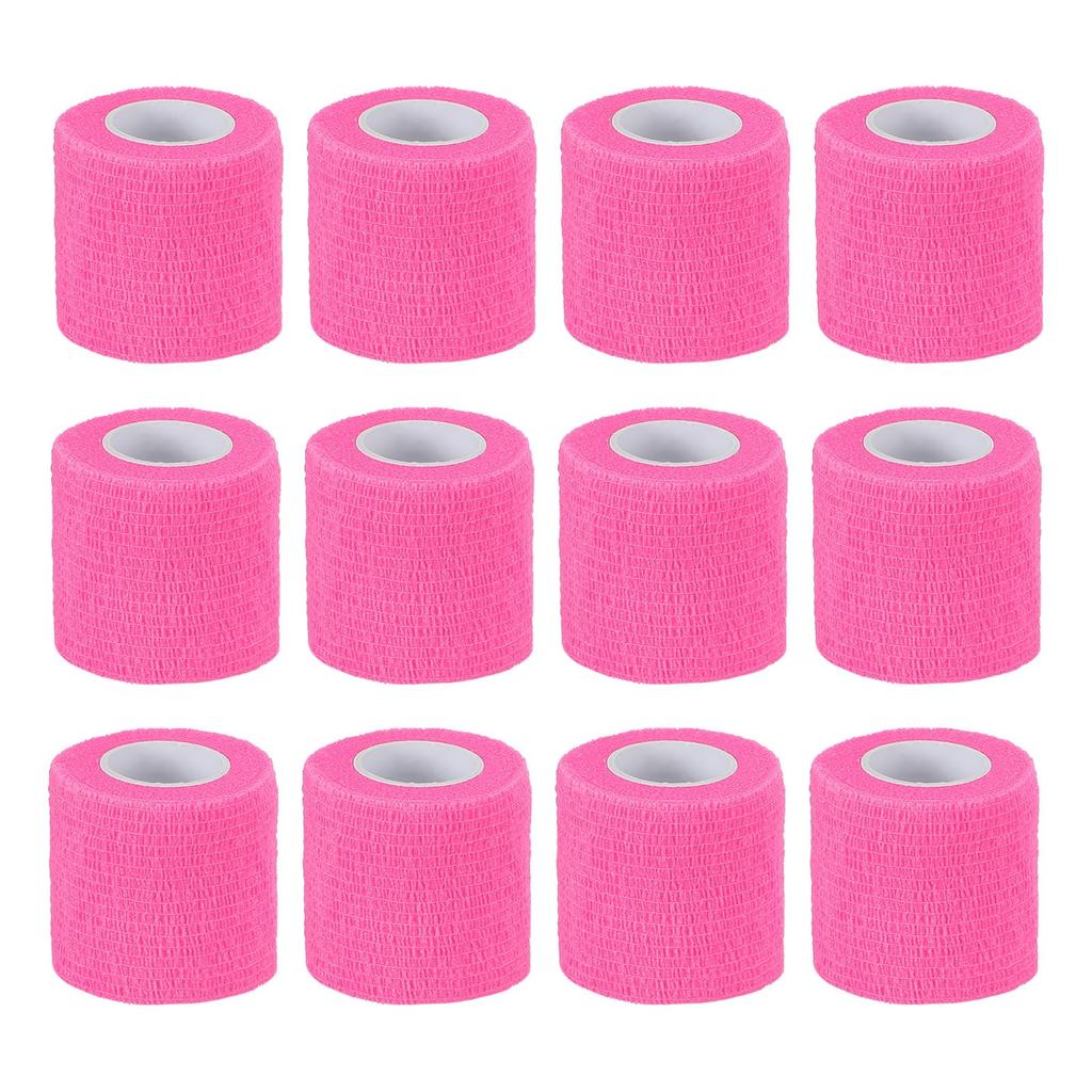 PATIKIL X 12 for Athletic and Outdoor Bright Pink 2" 177" Self-Adhesive Bandages, Pieces, Elastic, Breathable, Self-Wound Tape, Stretchable, Sports,