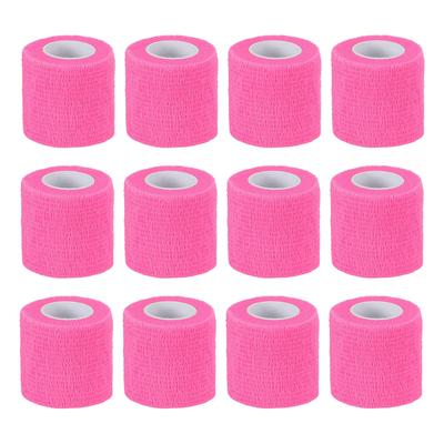 PATIKIL X 12 for Athletic and Outdoor Bright Pink 2" 177" Self-Adhesive Bandages, Pieces, Elastic, Breathable, Self-Wound Tape, Stretchable, Sports,