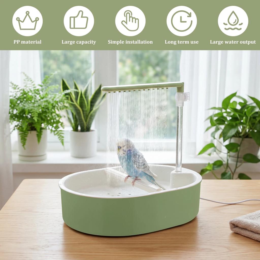 Parrot Automatic Shower Pet Bird Cage Bath Tub Fountain USB Electric Circulating Faucet Toy Pet Bird Bathtub Cleaning Supplies