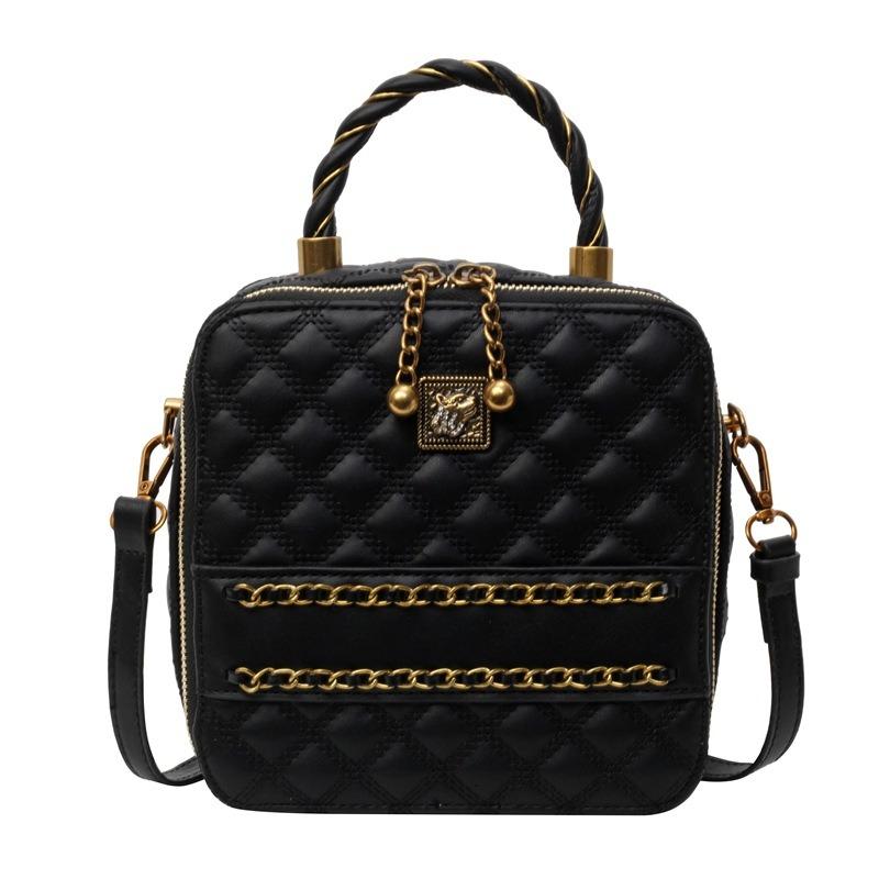 

Сегодняшние популярные сумки, новые женские сумки, ромбовидная вышивка нитью, универсальные сумки-мессенджеры, портативные маленькие квадратные сумки. чёрный