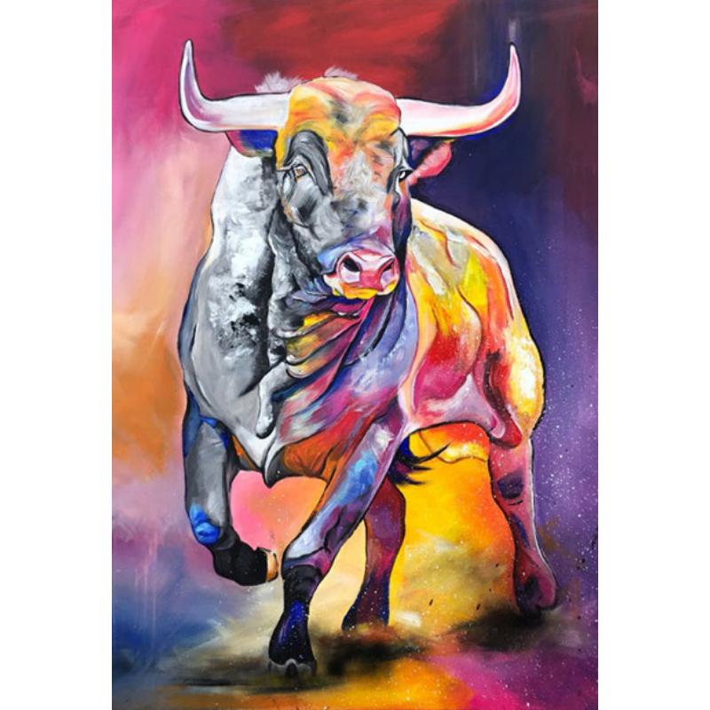 Abstract Animal Canvas Painting Wall Art Colorful Cow Posters and Prints Modern Living Room Home Decoration Pictures No Frame